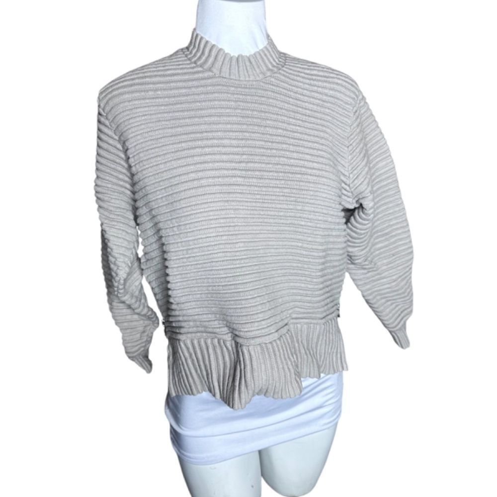 Varley Mock turtleneck knit top XS Extra Small Cream wheat long sleeve